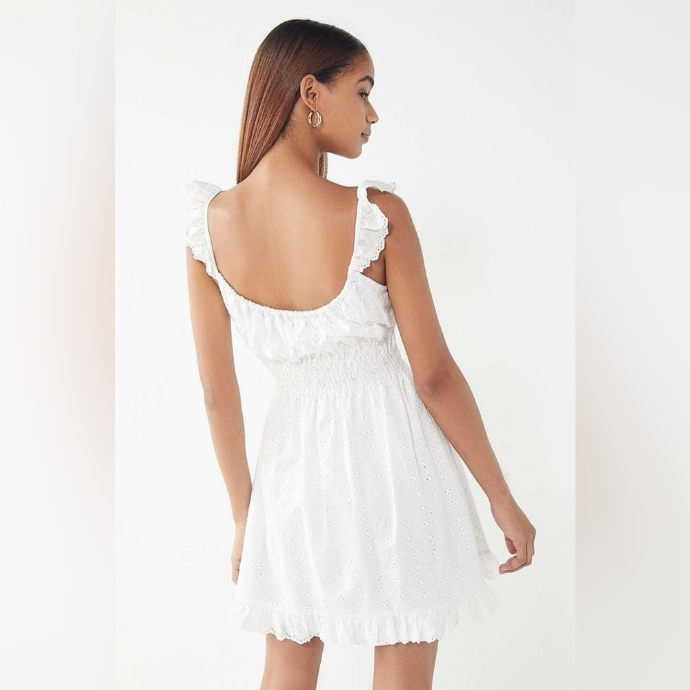 NWT Capulet Gemma Smocked Eyelet Ruffle Strap Mini Dress White Size L - Picture 5 of 12